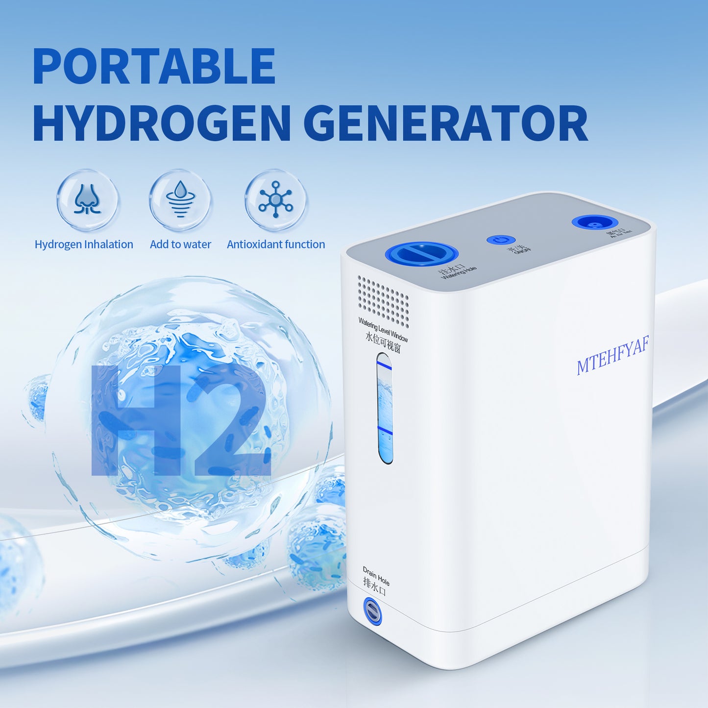 MTEHFYAF® Hydrogen Oxygen Generator - Compact and Portable Breathing Solution for Home and Travel